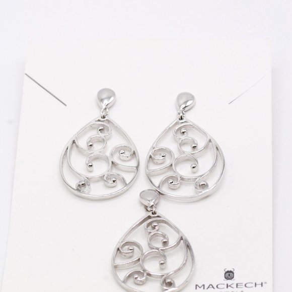 MACKECH MEXICO STERLING SILVER CUT OUT NOS PENDANT SET - Picture 2 of 5